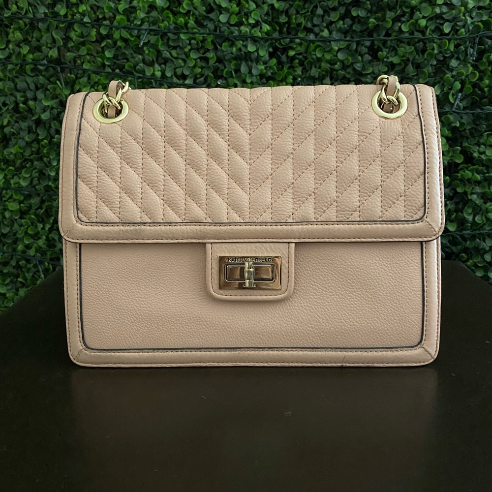KARL LAGERFELD | blush pink shoulder/cx body bag